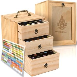 Essential Oil Box Wooden Storage Case holds75 oils